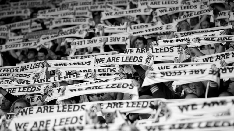 Vintage We Are Leeds supporter slogan collage.