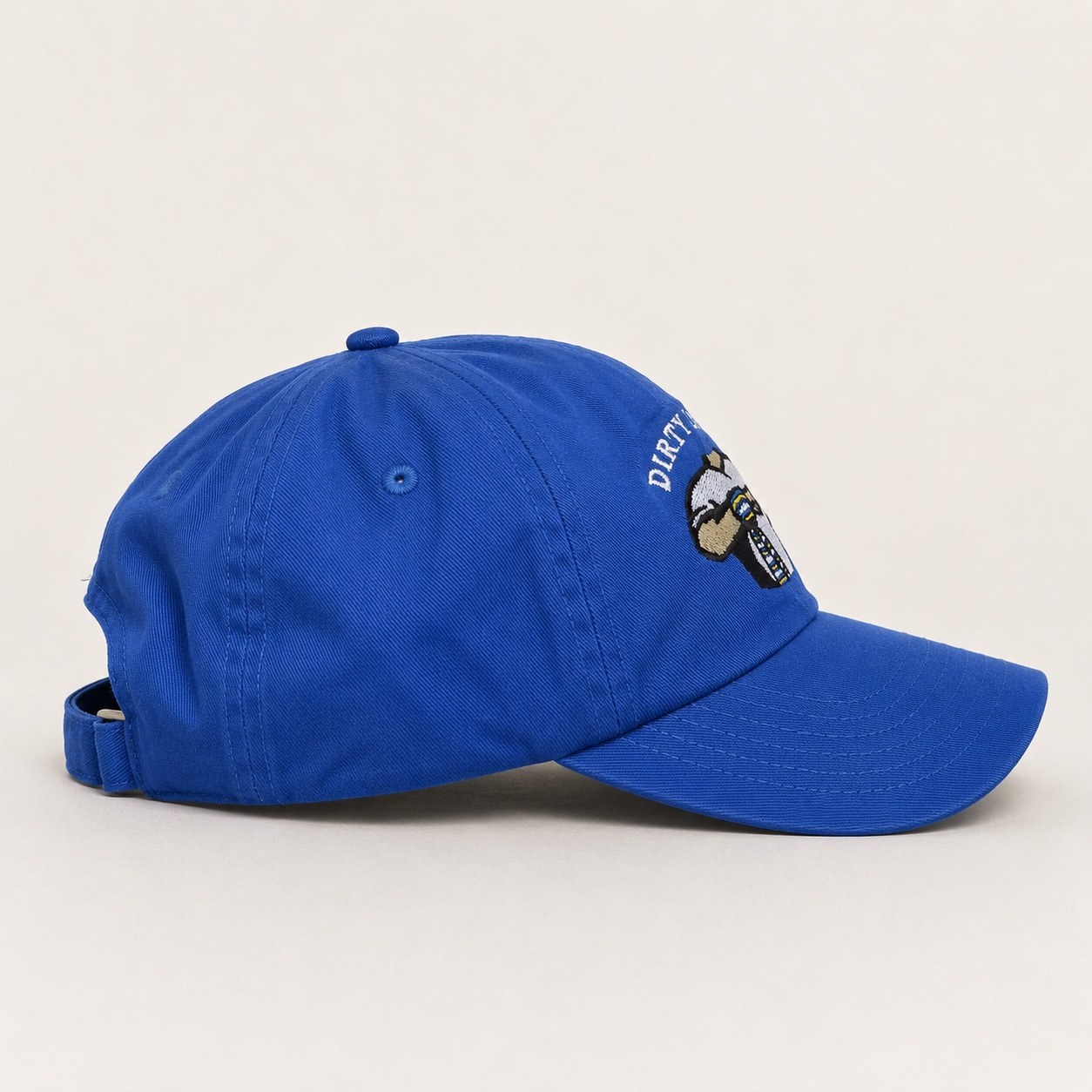 Dirty Leeds® Original Logo Blue Junior Baseball Cap – side view.
