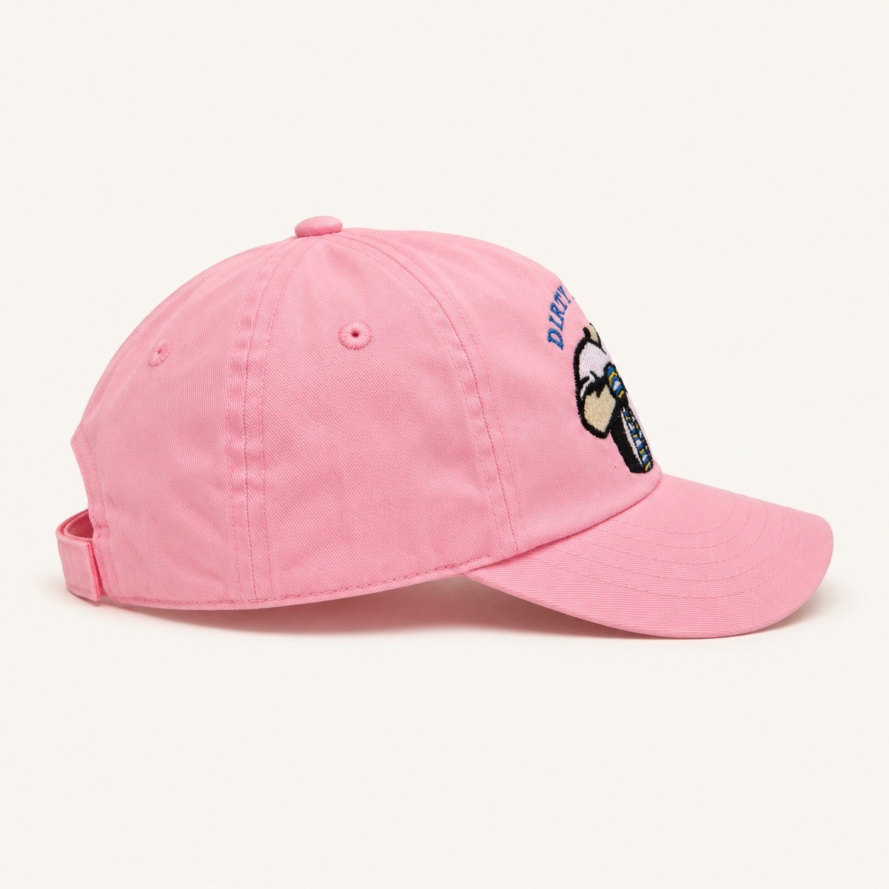 Dirty Leeds® Original Logo Light Pink Junior Baseball Cap – side view.