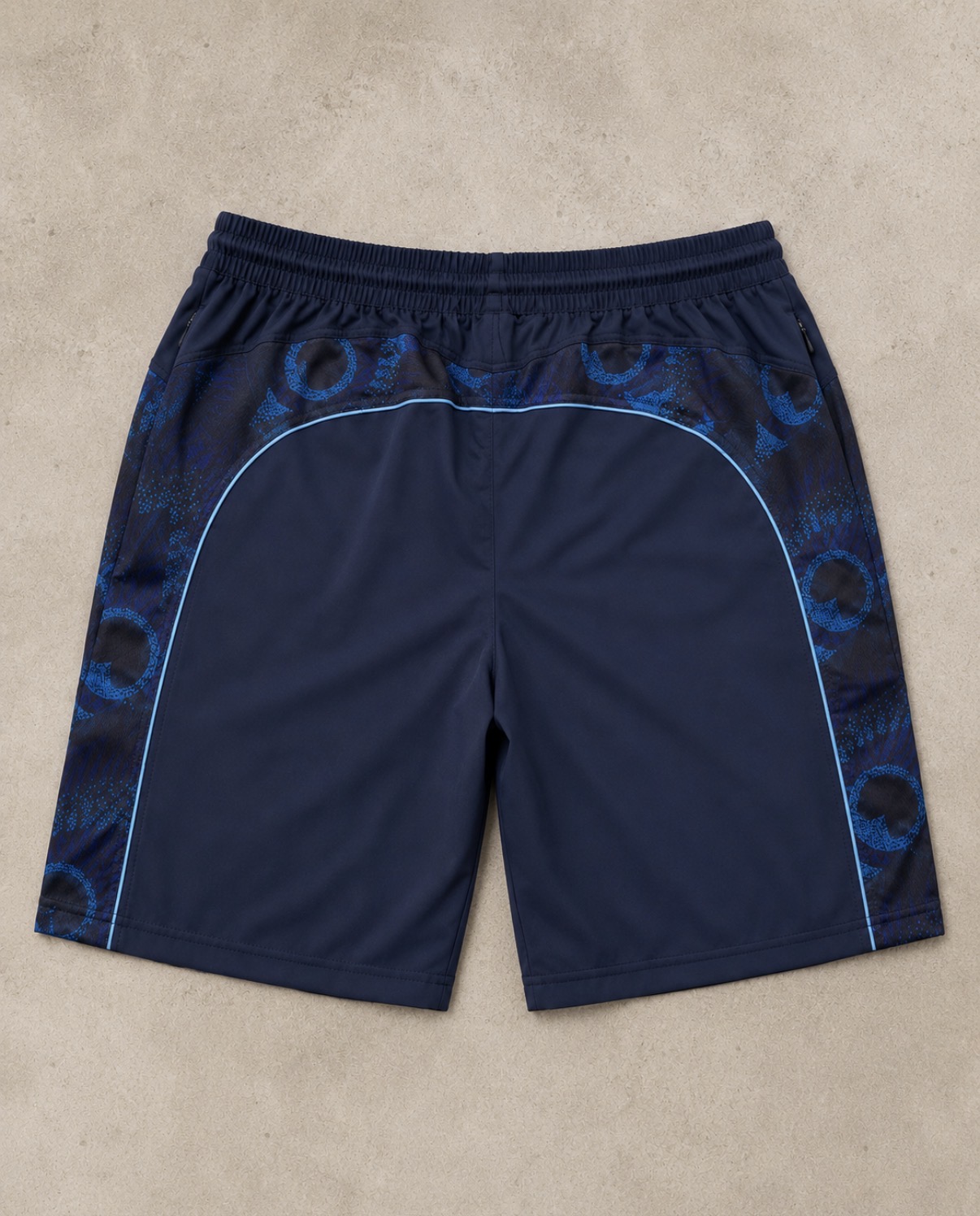 Dirty Leeds® Peacock Pattern Shorts back view.