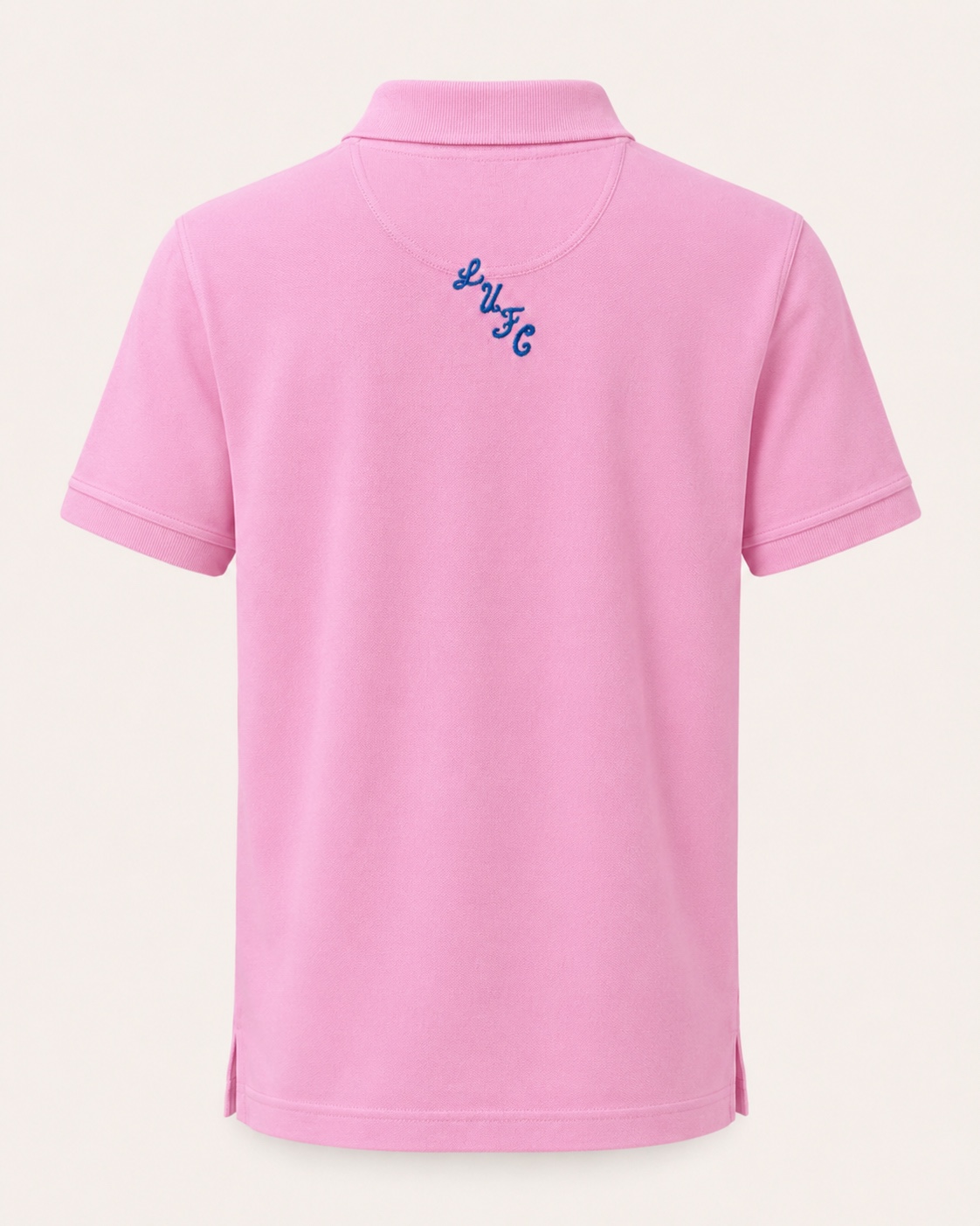 Dirty Leeds® Pink Embroidered Polo Shirt – back view.