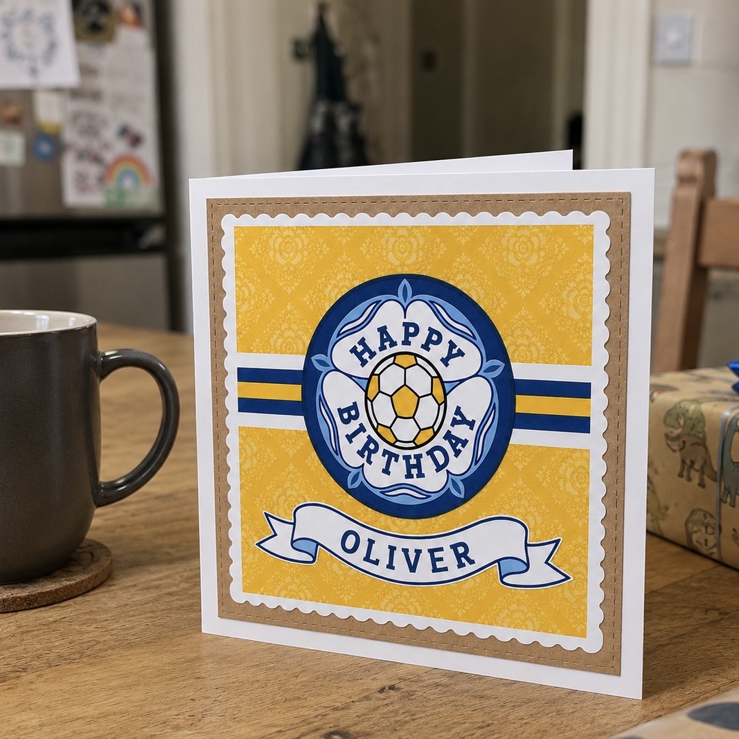 Dirty Leeds® Personalised Leeds-Inspired Birthday Card – product image.